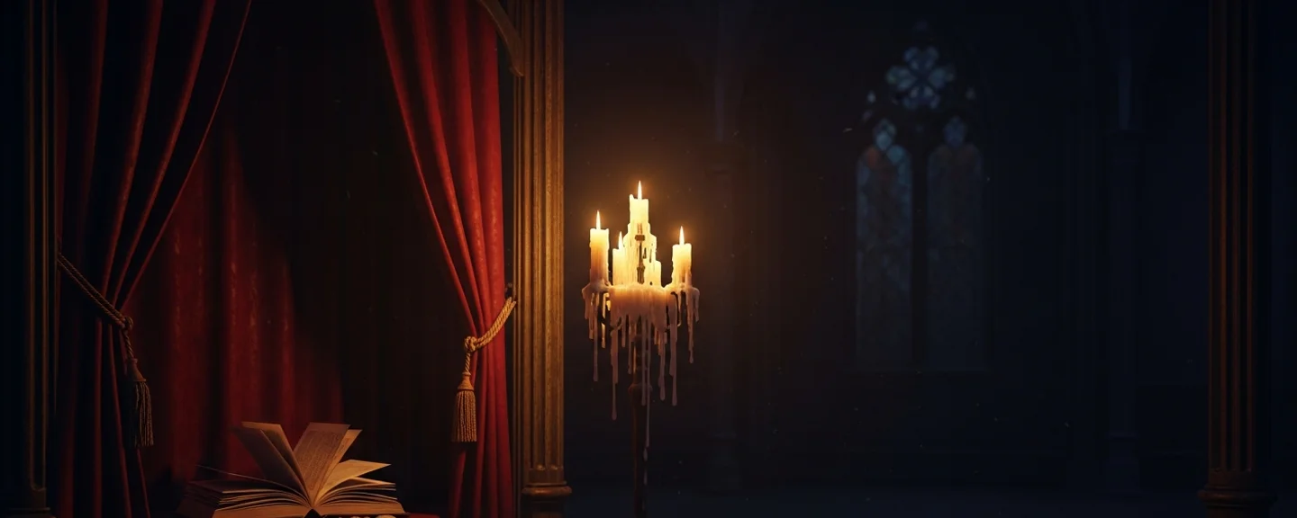 The atmosphere the era actually committed to: candlelight, velvet, the weight of centuries before BookTok started counting them.